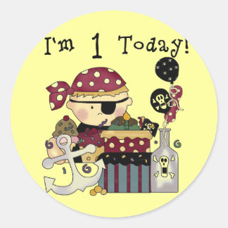 1st Birthday Pirate T-shirts and Gifts Classic Round Sticker