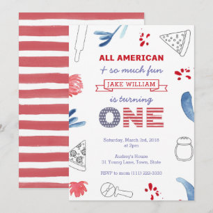 1st Birthday Pizza Party for Boy or Girl Invitation