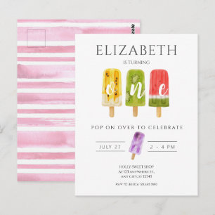 1st Birthday popsicle ice cream birthday party Postcard
