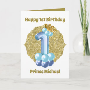 1st Birthday Prince add name sentiment Card