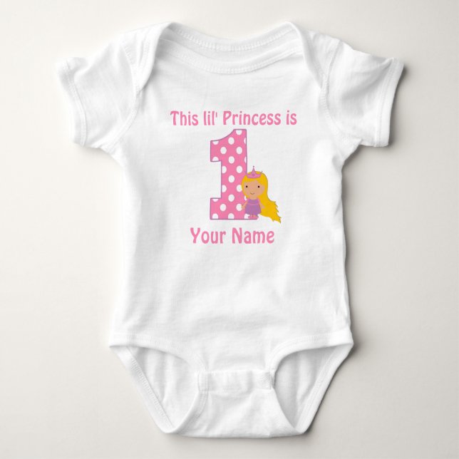 1st Birthday Princess Girls Personalised Shirt (Front)