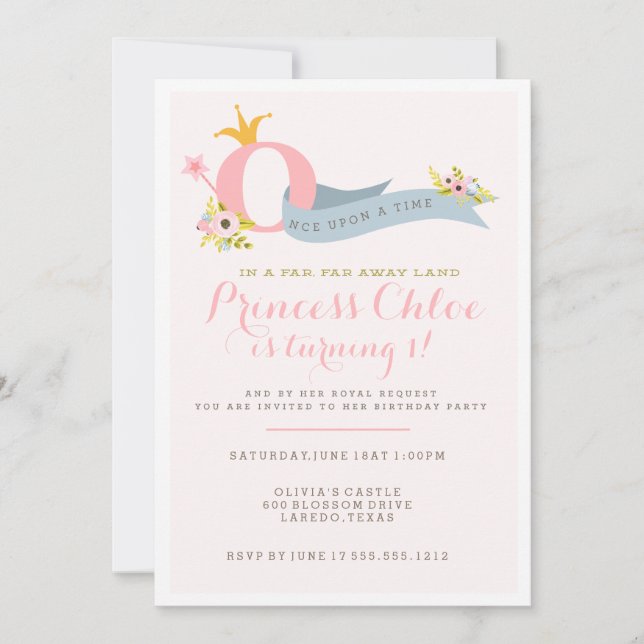 1st Birthday Princess Party Invitation (Front)