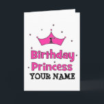 1st Birthday Princess! with pink crown Card<br><div class="desc">1st Birthday Princess! (with pink crown) Perfect personalised/customised t-shirt gift where you can add any girl name for your little girls first birthday! Daughter, Granddaughter, Children, kids, babies, toddlers, dogs, dog, & pets, will love this shirt, button, poster, bag, card or Email me if you have any questions kustomizedkids@gmail.com</div>