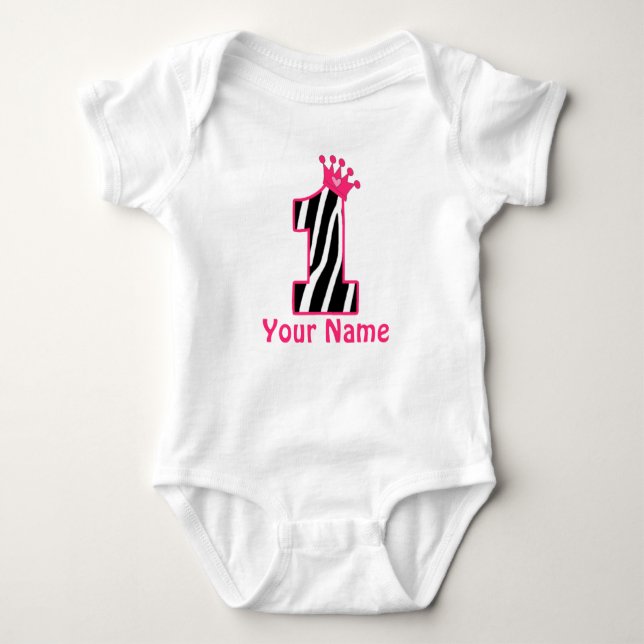 1st Birthday Princess Zebra Print Shirt (Front)