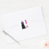 1st Birthday Puppy Theme- Cute Dog Pink Girl Pawty Classic Round Sticker (Envelope)