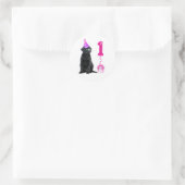 1st Birthday Puppy Theme- Cute Dog Pink Girl Pawty Classic Round Sticker (Bag)
