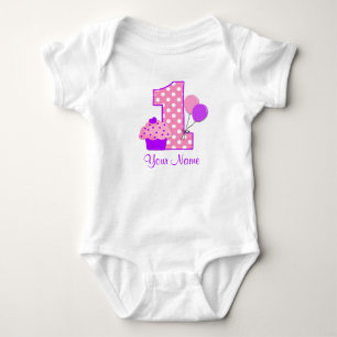 1st Birthday Purple Cupcake Personalised T-shirt Baby Bodysuit