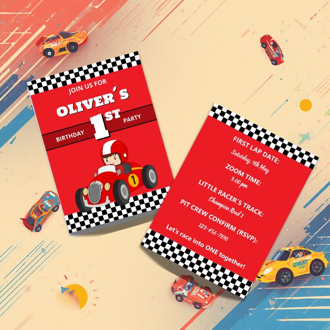 1st Birthday Race Car Invitation Editable (Creator Uploaded)