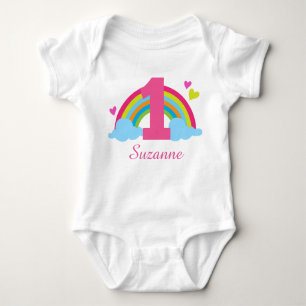 1st Birthday Rainbow Personalised Tutu T-shirt Baby Bodysuit