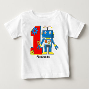 1st Birthday Robot Custom Baby T-Shirt