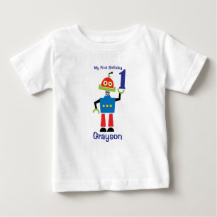 1st Birthday Robot Tshirt