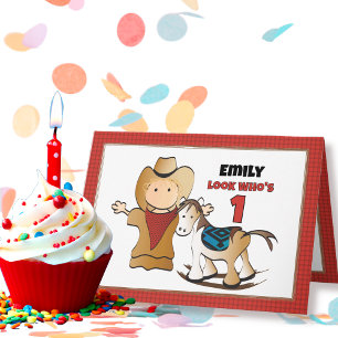 1st Birthday Rodeo Cowgirl Western Rocking Horse Card