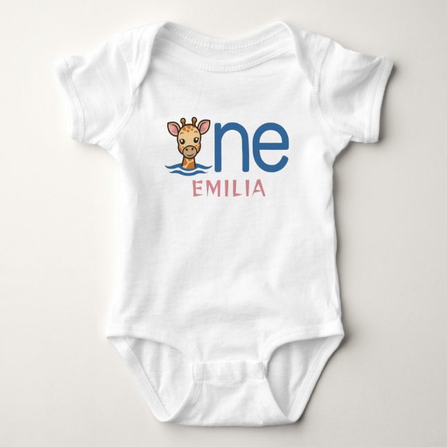 1st Birthday Safari  Baby Bodysuit (Front)