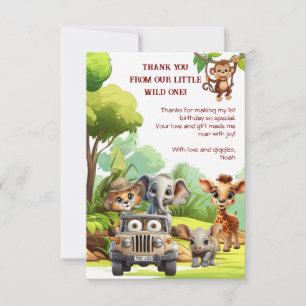 1st Birthday Safari Wild One Jungle Thank You Card