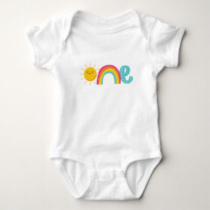 1st Birthday Shirt, One Sun and Rainbow Bodysuit