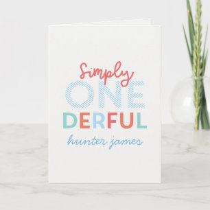 1st birthday simple onederful colourful typography card