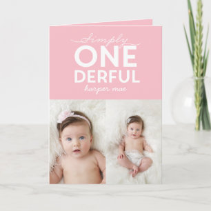 1st birthday simple onederful colourful typography card
