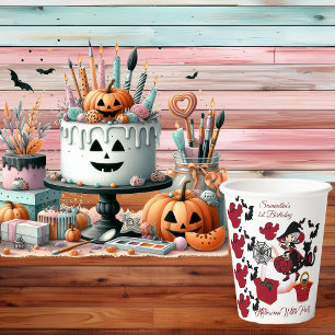1st Birthday Spooky Witch Party Halloween Cat Cute Paper Cups