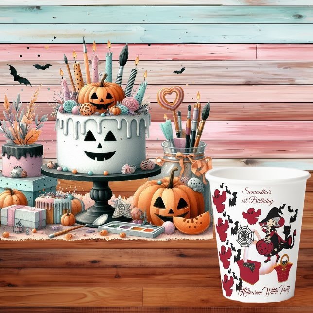1st Birthday Spooky Witch Party Halloween Cat Cute Paper Cups (1st Birthday Spooky Witch Party Halloween Cat Cute Paper Cups)