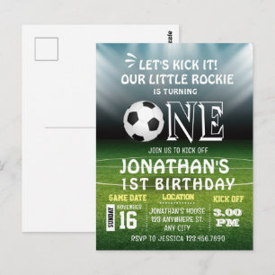 1st Birthday Sports Kids Soccer Party Postcard