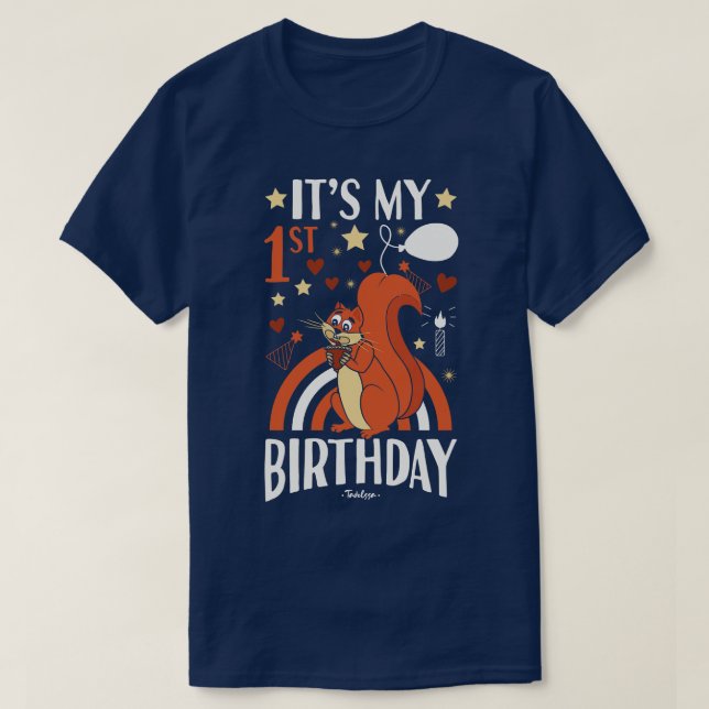 1st Birthday Squirrel T-Shirt (Design Front)