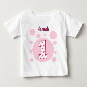 1st Birthday Stars and Bubbles One Year Old V10 Baby T-Shirt