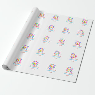 1st Birthday sun trip add name colourful sun date  Wrapping Paper
