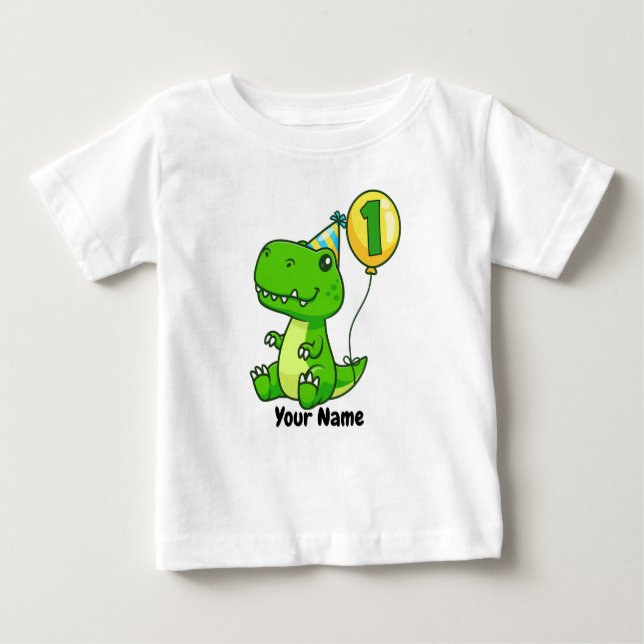1st Birthday T-Rex Baby T-Shirt (Front)
