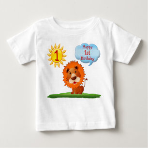 1st Birthday T Shirts for Boys with Cute Lion