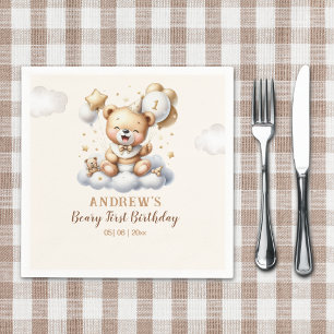 1st Birthday Teddy Bear Boy Napkin