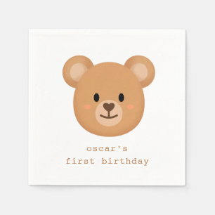 1st Birthday Teddy Bear Face Paper Napkins