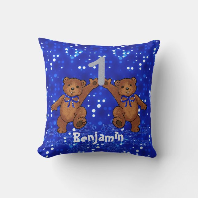 1st Birthday Teddy Bears Cushion (Front)