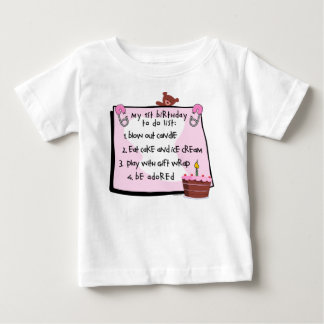 1st Birthday To Do's Pink Baby T-Shirt