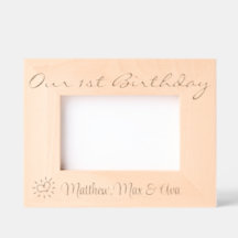 1st Birthday Triplets, Twins, Names, Photo, 6x4",