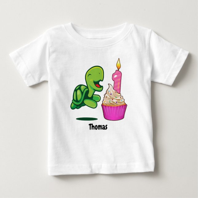 1st Birthday Turtle Baby T-Shirt (Front)