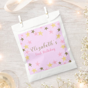 1st Birthday Twinkle Little Star Pink Girl Favour Bags