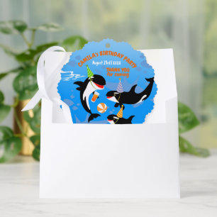 1st birthday under the sea orca whale baby girl tree decoration card