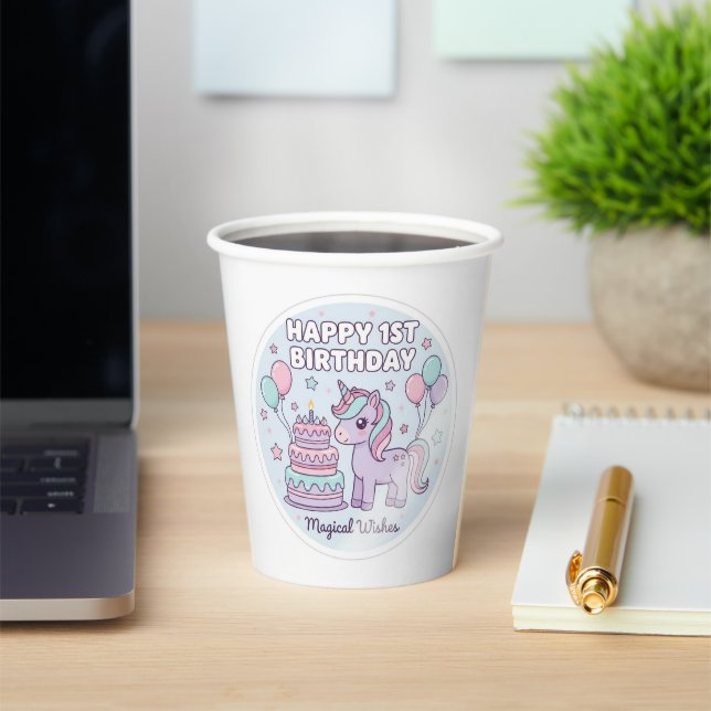 1st birthday unicorn paper cup (Insitu)