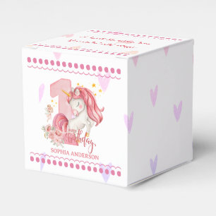 1st Birthday Unicorn Pink Little Girl Favour Box
