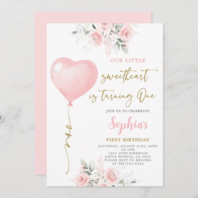 1st Birthday Valentine Invitation (Front/Back)