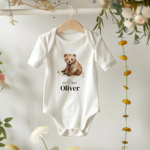 1st Birthday Wild One bear modern elegant party Baby Bodysuit