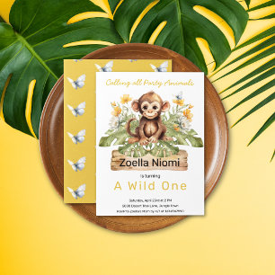 1st Birthday Wild One Jungle Animals Invitation