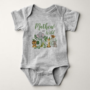 1st Birthday Wild One Jungle Safari Animals Baby Bodysuit