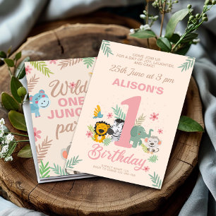 1st birthday, Wild One Jungle Safari Party Invitation