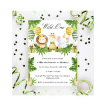 1st Birthday Wild One Safari Animals Invitation