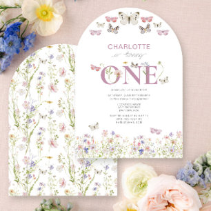 1st Birthday Wildflower Is Turning One Butterflies Invitation