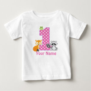 1st Birthday Woodland Pink Personalised T-shirt