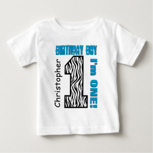 1st Birthday Zebra One Year Old Custom Name V002 Baby T-Shirt
