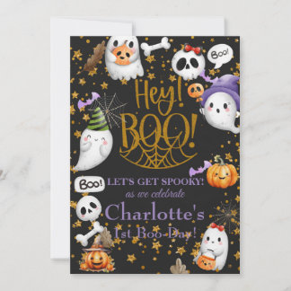 1st Boo-day Girls Halloween Birthday Party Invitation