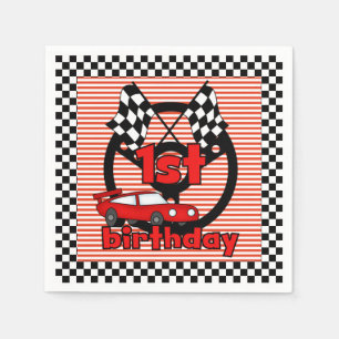 1st Car Racing Birthday Paper Napkins